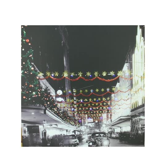 Christmas on Main Street in Pittsburgh LED Canvas Wall Art